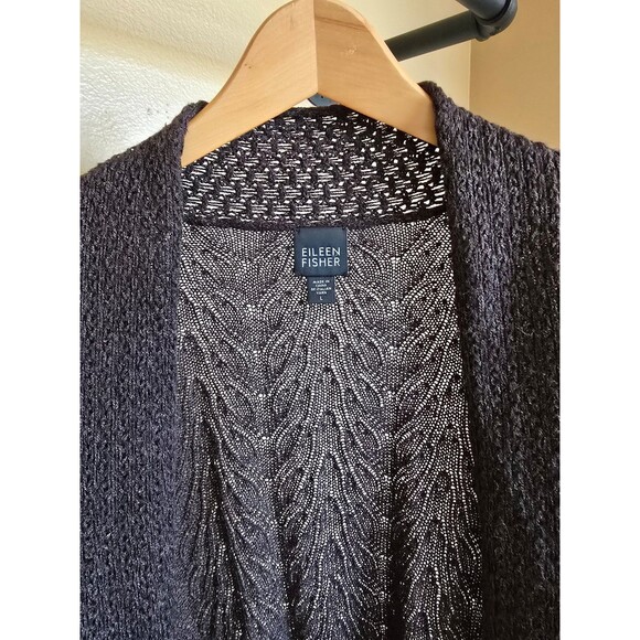 Eileen Fisher brown nylon/alpaca/wool/silk cardigan size large - Picture 3 of 6